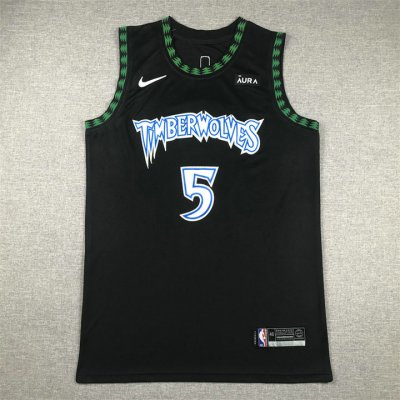 NBA 5 Edwards Minnesota Timberwolves Maillot noir brodé